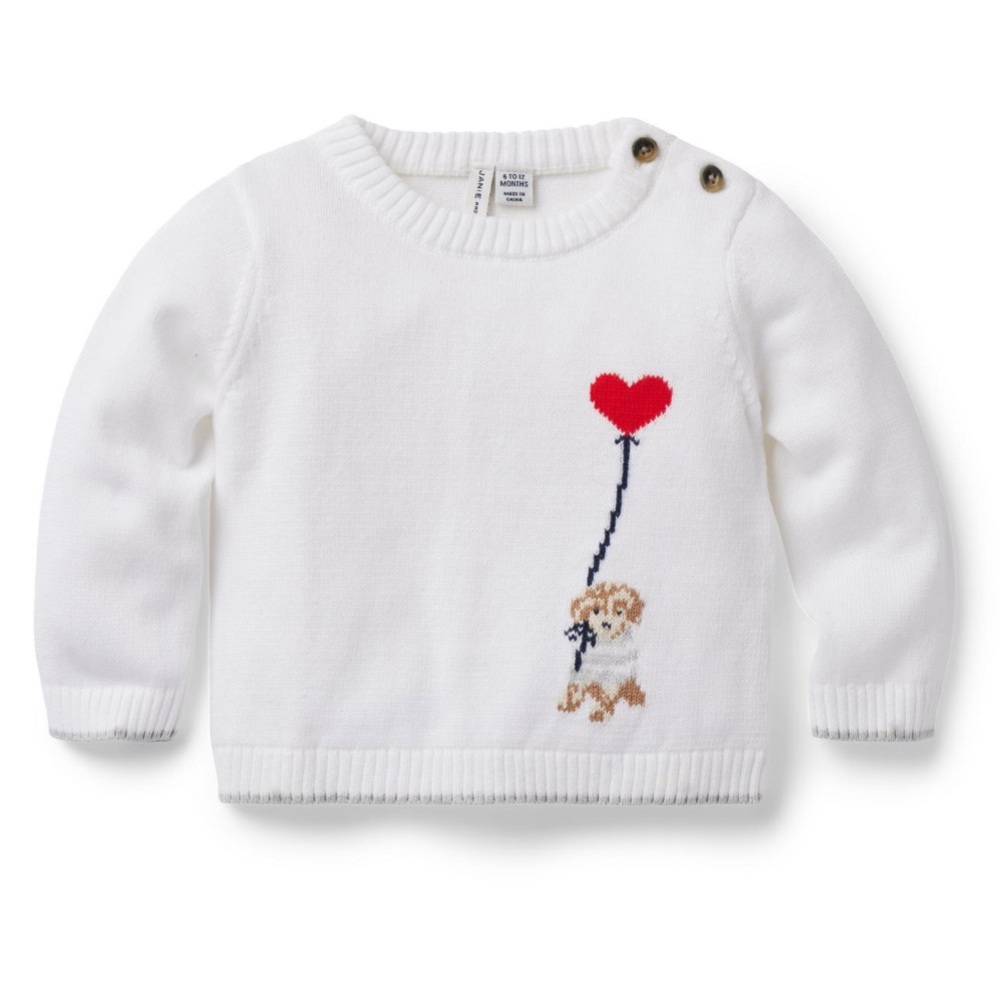 Janie and Jack Baby Puppy Dog Heart Knit Sweater 0-3 Months